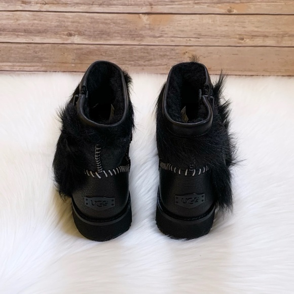 UGG Women’s Fluff Punk Boots In Black - Picture 7 of 9
